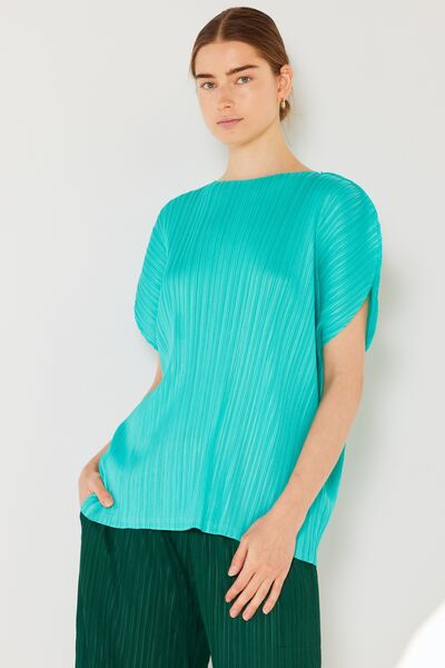 Marina West Swim Rib Pleated Oversized Dolman Sleeve Top