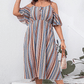 Penelope Plus Size Striped Cold-Shoulder Dress