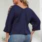 3/4 Sleeve Cutout Detail Top