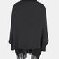 BeautifulMe Fringe Open Front Long Sleeve Poncho