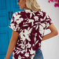 Women's Full Size Hanna Floral Notched Neck Cuffed Blouse
