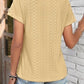 Eyelet V-Neck Short Sleeve T-Shirt