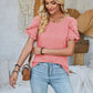 Frill Round Neck Petal Sleeve Blouse