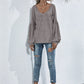 V-Neck Long Sleeve Dropped Shoulder Knit Top