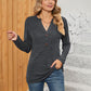 Full Size Notched Neck Long Sleeve T-Shirt