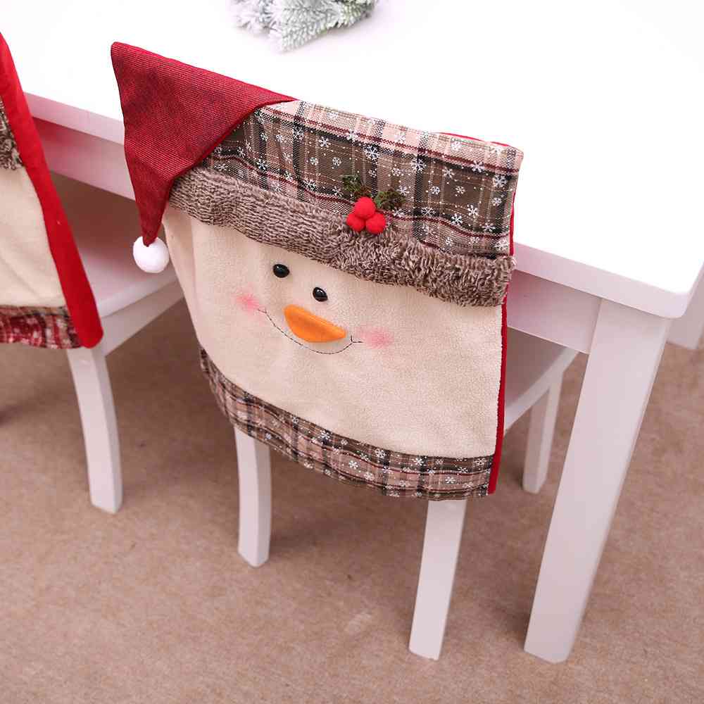 Christmas Santa or Snowman Pom-Pom Trim Chair Cover