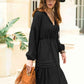 Amelia Tie Neck Long Sleeve Midi Tiered Dress