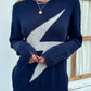 Lightning Graphic Distressed Sweater