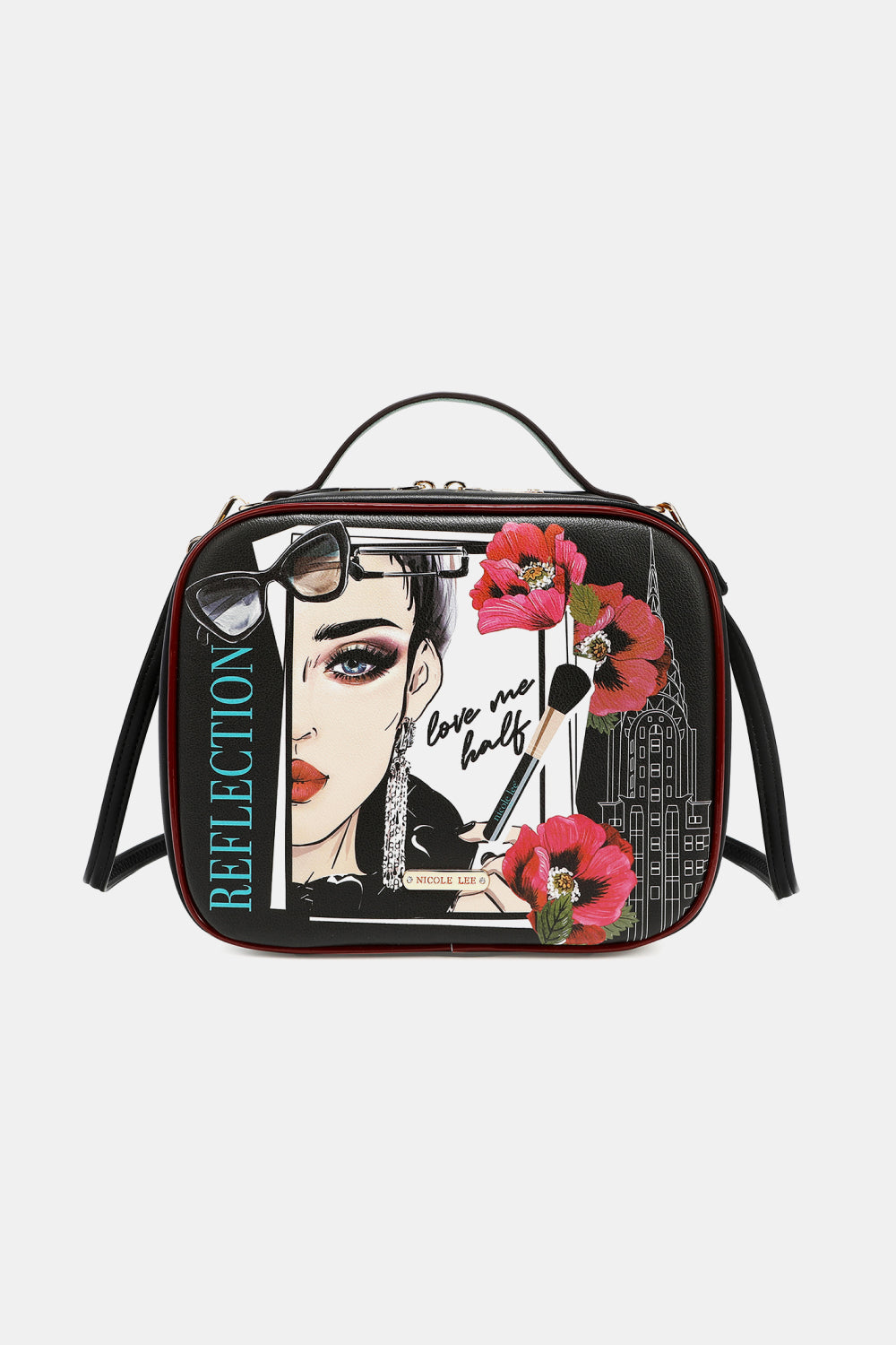 Nicole Lee USA Printed Handbag with Three Pouches *