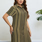 Women's Plus Size Agnetha Striped Short Sleeve Shirt Dress