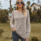 Full Size Round Neck Long Sleeve Buttoned T-Shirt