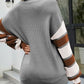 Color Block V-Neck Dropped Shoulder Sweater
