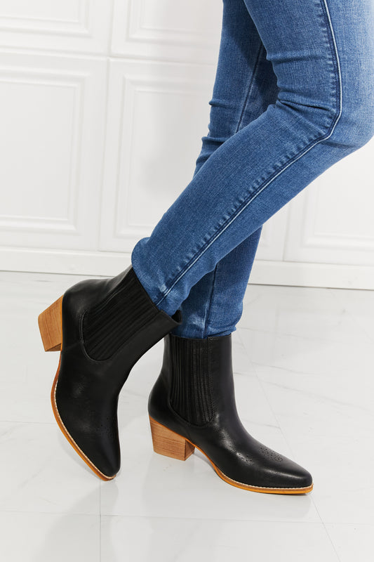 Women's MMShoes Love the Journey Stacked Heel Chelsea Boot in Black