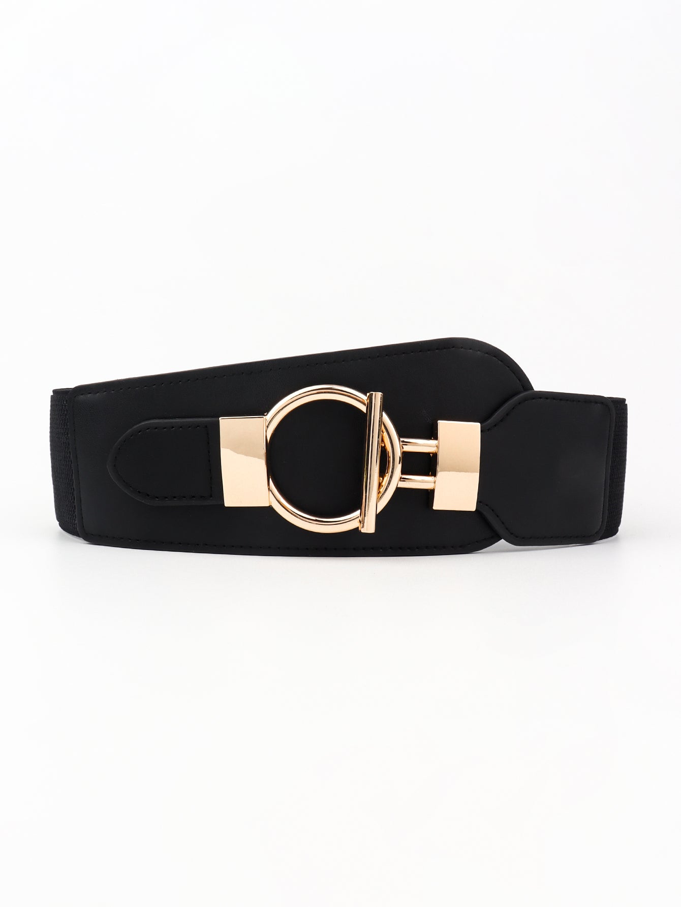 Women's PU Elastic Wide Belt with Alloy Buckle