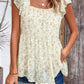 Printed Square Neck Cap Sleeve Blouse