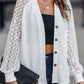 Lantern Sleeve V-Neck Button-Down Cardigan