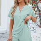 Adryane Jay Notched Button Detail Dropped Shoulder Top and Shorts Set