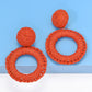 Round Shape Raffia Grass Dangle Earrings