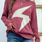 Lightning Graphic Distressed Sweater