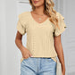 Eyelet V-Neck Short Sleeve T-Shirt