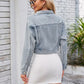 Pocketed Button Up Dropped Shoulder Denim Jacket