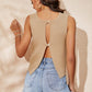 Women's Buttoned Cutout Ribbed Trim Knit Tank