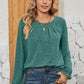 Ruched Round Neck Flounce Sleeve T-Shirt