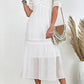Women's Full Size Swiss Dot V-Neck Short Sleeve Midi Dress