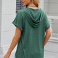 Half Button Drawstring Short Sleeve Hooded T-Shirt