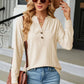 Full Size Notched Neck Long Sleeve Buttoned Blouse