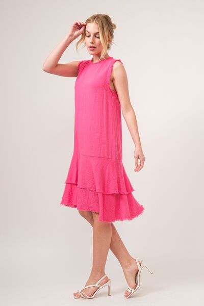 And The Why Washed Fringe Detail Tiered Dress *