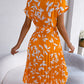 Aaliyah Isla Printed Round Neck Short Sleeve Pleated Dress