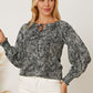 Women's Salena Printed Tie Neck Lantern Sleeve Blouse
