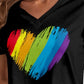 Heart V-Neck Dropped Shoulder T-Shirt
