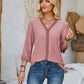 Lace Detail V-Neck Three-Quarter Sleeve Blouse