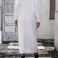 Decorative Button Notched Dropped Shoulder Sweater Dress