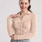 Ruched Button Up Long Sleeve T-Shirt