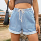 Women's Full Size Maia Drawstring High Waist Denim Shorts with Pockets