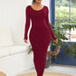 Round Neck Long Sleeve Maxi Wrap Dress