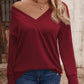Full Size V-Neck Long Sleeve Top