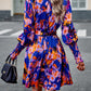 Women's Zabelle Printed Tie Waist Mock Neck Lantern Sleeve Dress