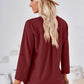 Full Size V-Neck Roll-Tap Sleeve Blouse