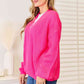 Woven Right Rib-Knit Open Front Drop Shoulder Cardigan