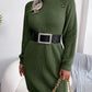 Abigail Decorative Button Turtleneck Sweater Dress