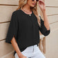 Round Neck Slit Half Sleeve Top