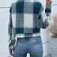 Plaid Button Up Drop Shoulder Cropped Jacket