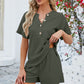 Adryane Jay Notched Button Detail Dropped Shoulder Top and Shorts Set