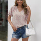 Floral Notched Short Sleeve Blouse