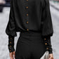 Full Size Round Neck Lantern Sleeve Blouse