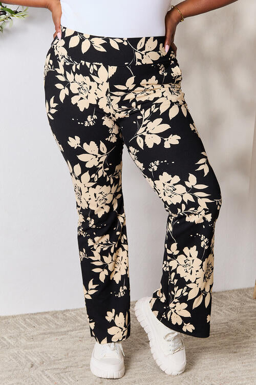 Heimish Full Size High Waist Floral Flare Pants *